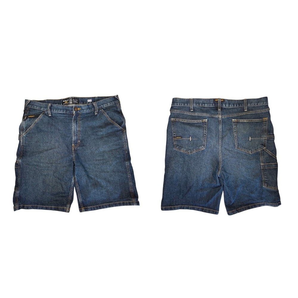 Ariat Rebar M4 Carpenter Relaxed Straight Denim Shorts Medium Wash Men's 40x10